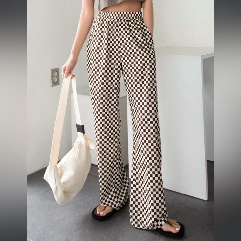Dazz checkered straight leg pants
